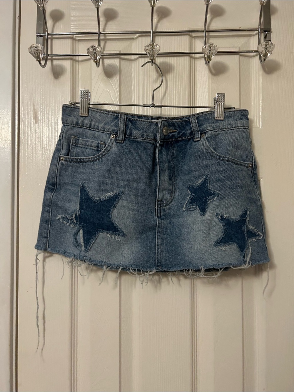 Forever 21 Blue Denim Star Patch Mini Skirt